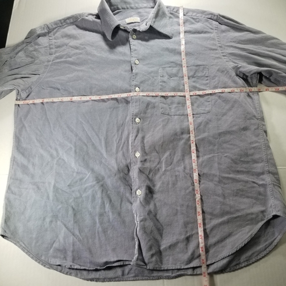 Brioni Mens 100% Cotton Italy Blue Casual Button Down Dress Micro Striped XL - Picture 8 of 10